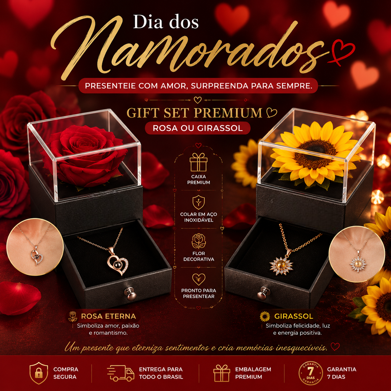 Gift Set Premium™ Rosa ou Girassol | Frete Grátis + Entrega em até 2 Dias